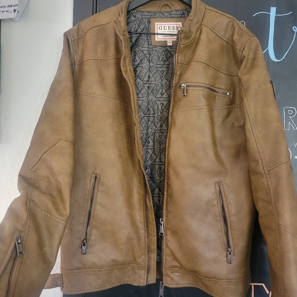 Guess Leather Bomber Jacket